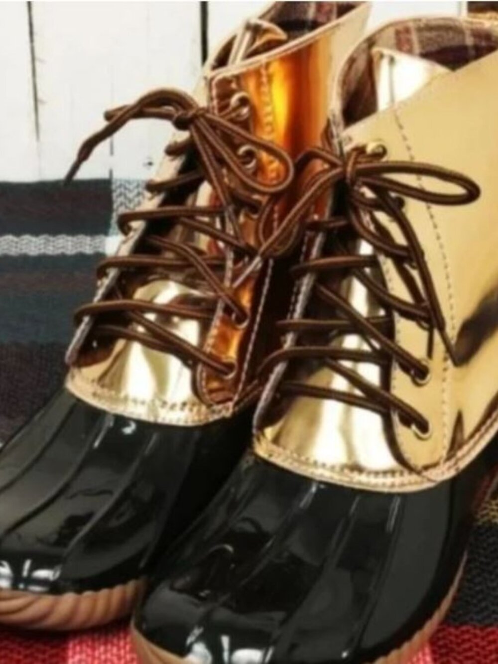 Yoki Rose Gold & Black Duck Boots
